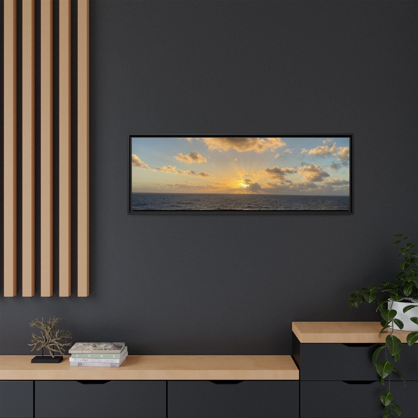 Golden Glow Over Ocean Canvas Wall Art – Peaceful Sunrise Print | Serene Coastal Photography Decor – 60" x 40" (Horizontal) Canvas for art for office (68 view)