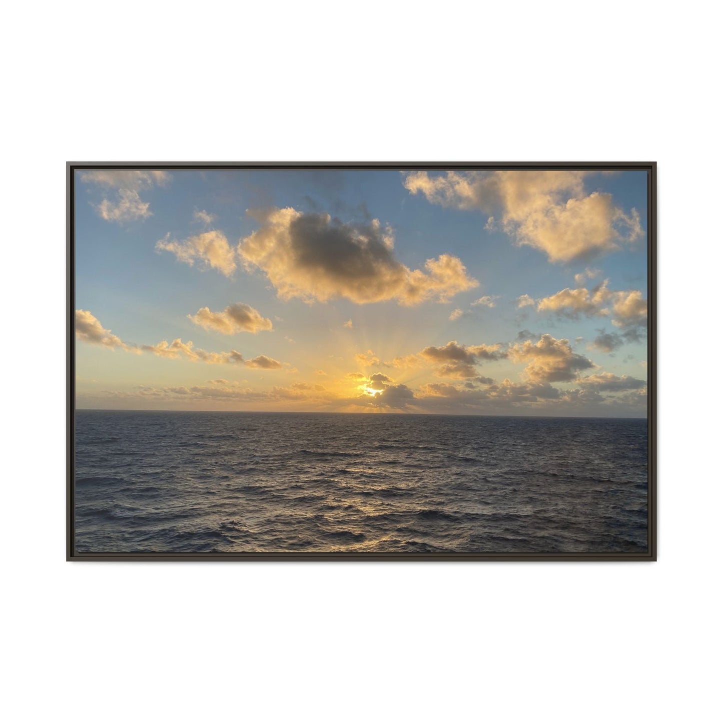 Golden Glow Over Ocean Canvas Wall Art – Peaceful Sunrise Print | Serene Coastal Photography Decor – 60" x 40" (Horizontal) Canvas for art for office (37 view)