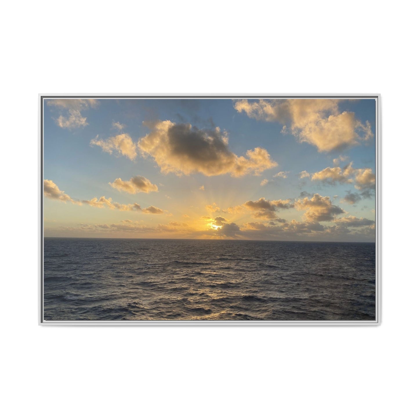 Golden Glow Over Ocean Canvas Wall Art – Peaceful Sunrise Print | Serene Coastal Photography Decor – 60" x 40" (Horizontal) Canvas for art for office (38 view)