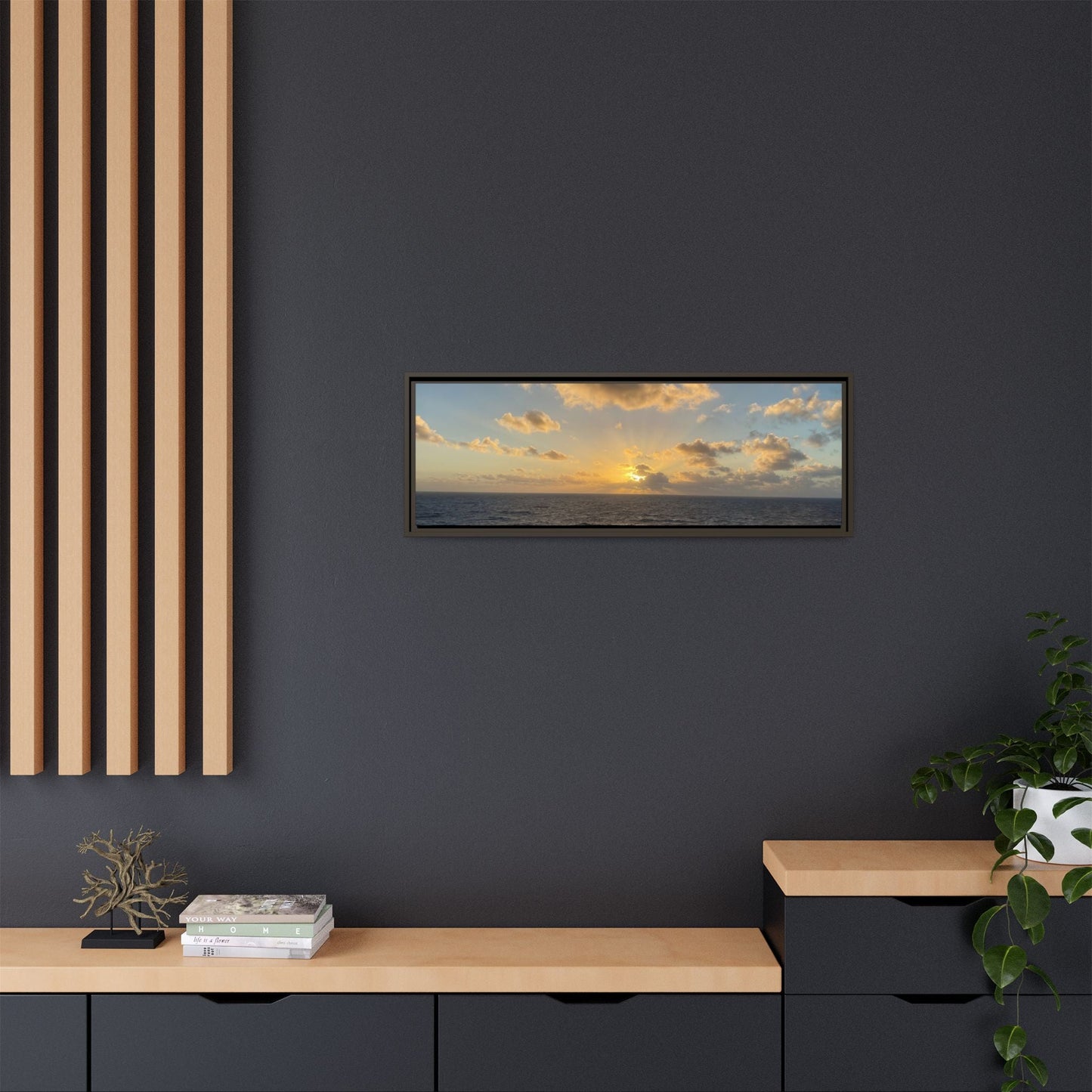 Golden Glow Over Ocean Canvas Wall Art – Peaceful Sunrise Print | Serene Coastal Photography Decor – 18″ x 12″ (Horizontal) Canvas for art for office (98 view)
