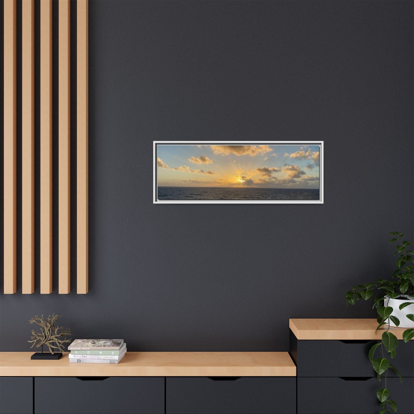 Golden Glow Over Ocean Canvas Wall Art – Peaceful Sunrise Print | Serene Coastal Photography Decor – 18″ x 12″ (Horizontal) Canvas for art for office (101 view)