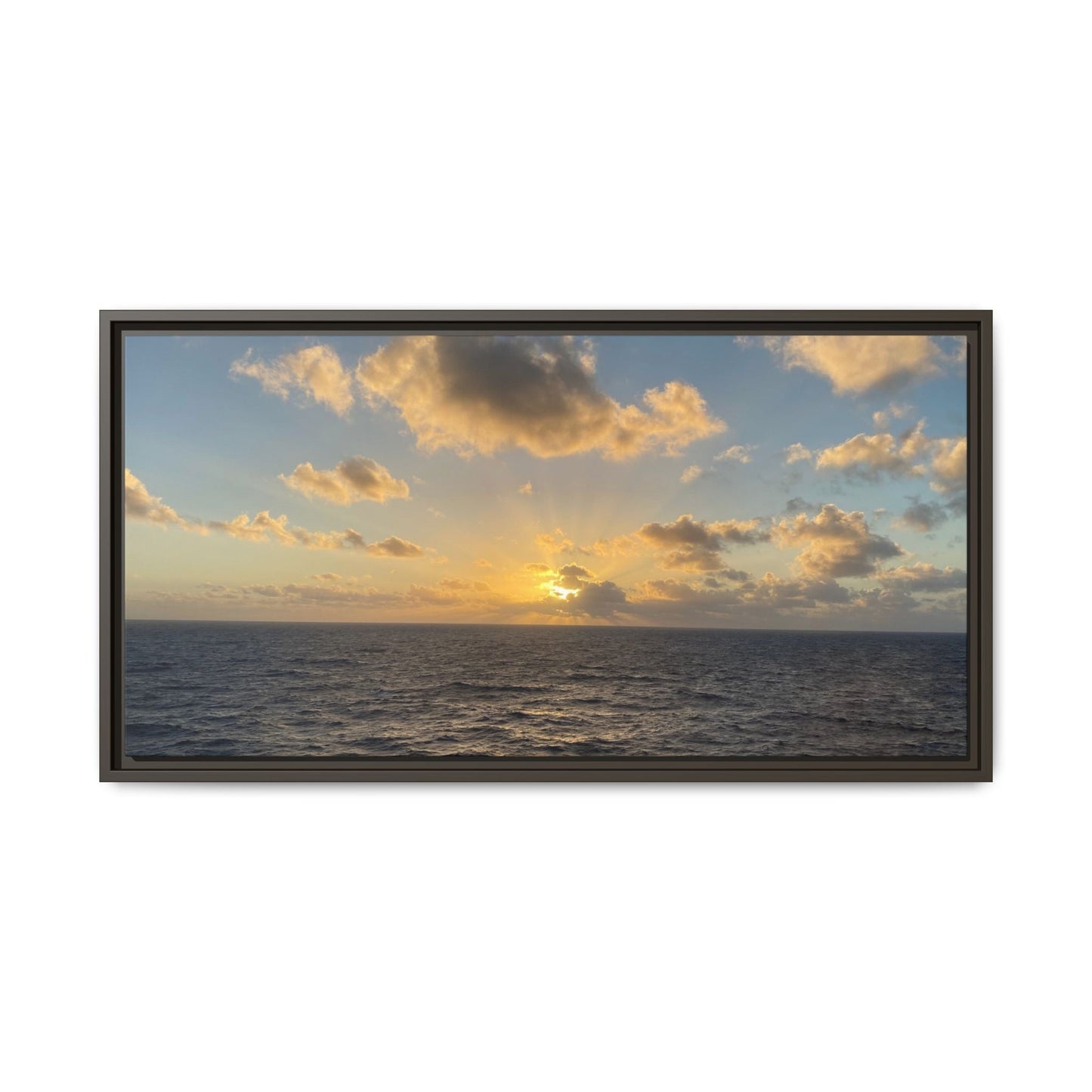 Golden Glow Over Ocean Canvas Wall Art – Peaceful Sunrise Print | Serene Coastal Photography Decor – 32" x 16" (Horizontal) Canvas for art for office (34 view)