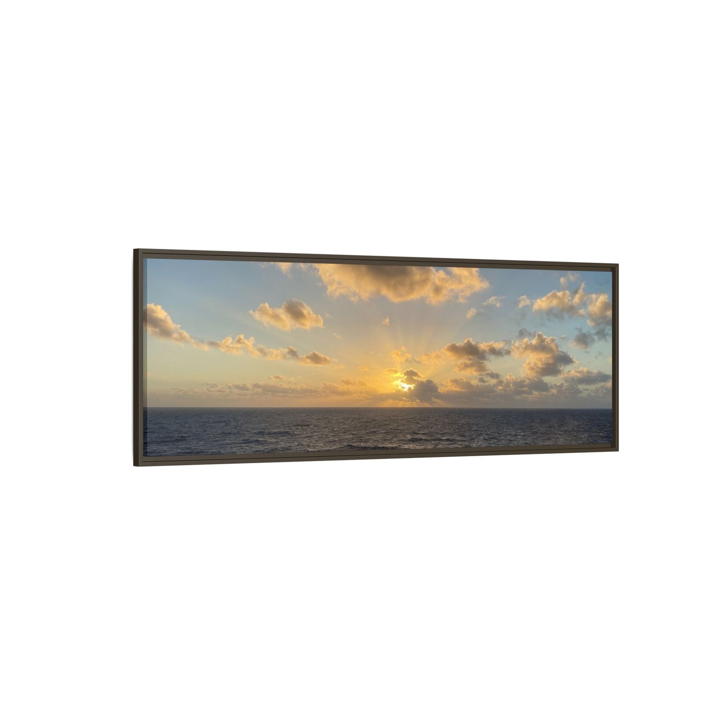 Golden Glow Over Ocean Canvas Wall Art – Peaceful Sunrise Print | Serene Coastal Photography Decor – 18″ x 12″ (Horizontal) Canvas for art for office (120 view)