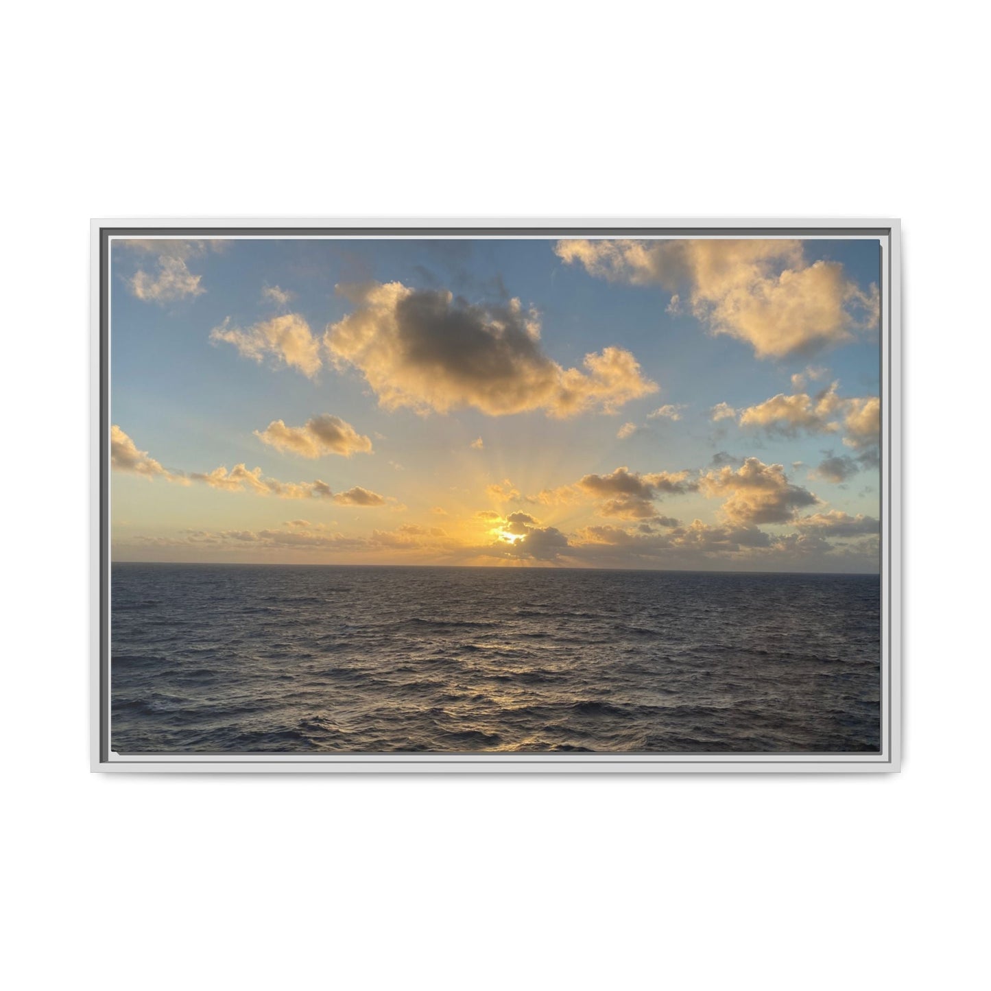 Golden Glow Over Ocean Canvas Wall Art – Peaceful Sunrise Print | Serene Coastal Photography Decor – 36" x 24" (Horizontal) Canvas for art for office (7 view)