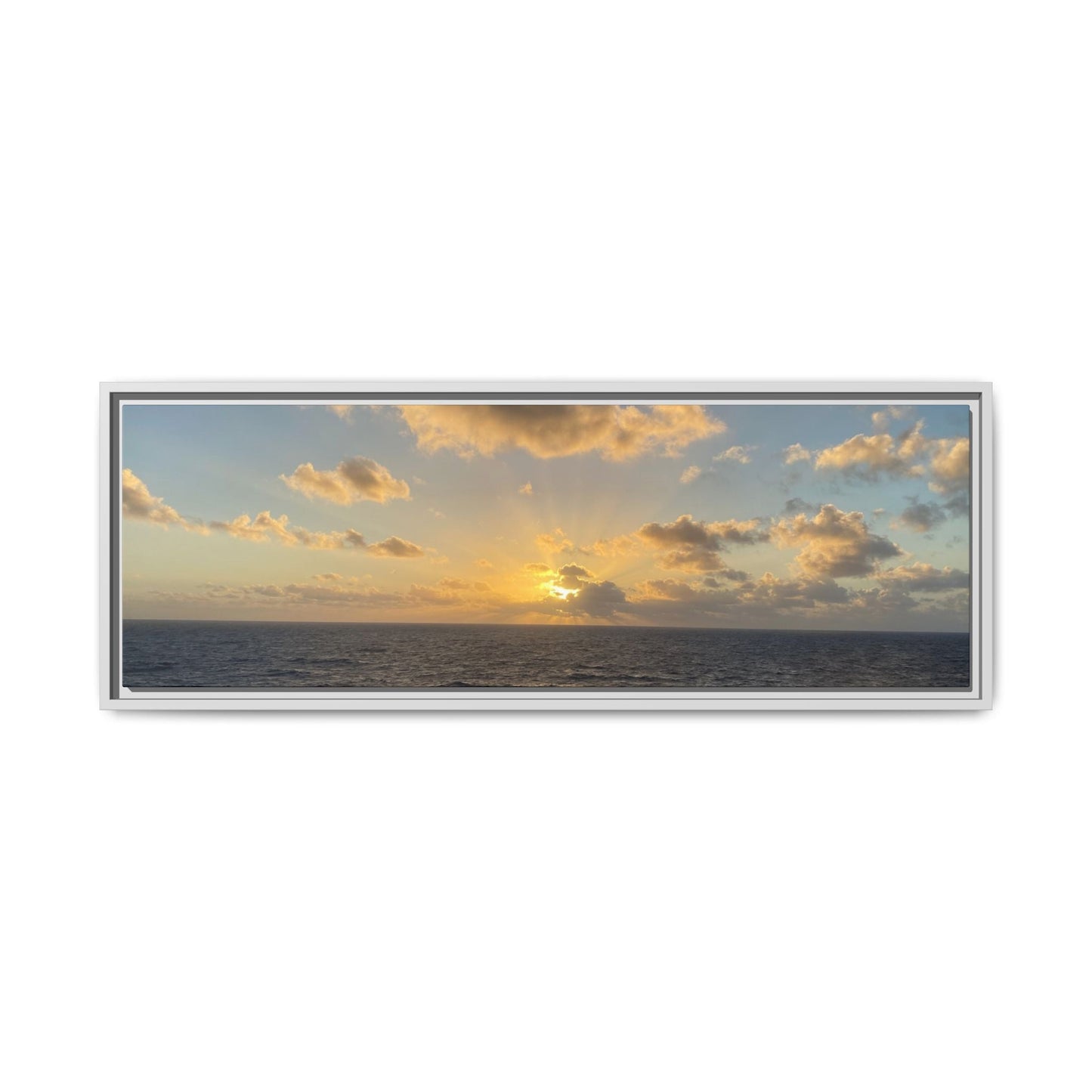 Golden Glow Over Ocean Canvas Wall Art – Peaceful Sunrise Print | Serene Coastal Photography Decor – 36" x 12" (Horizontal) Canvas for art for office (21 view)