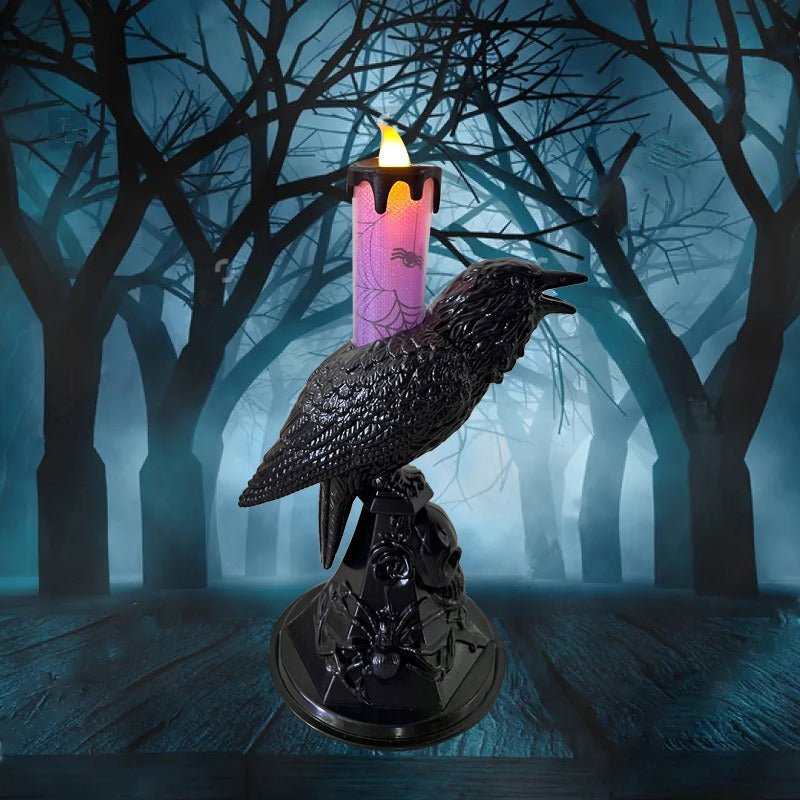 Halloween Crow Lantern – Spooky LED Candlelight Décor | Halloween Decorations – purple for Crow Lantern (3 view)