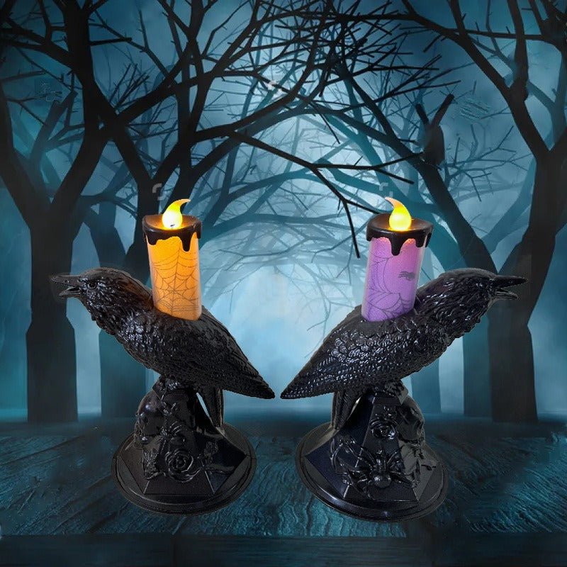 Halloween Crow Lantern – Spooky LED Candlelight Décor | Halloween Decorations – purple for Crow Lantern (7 view)