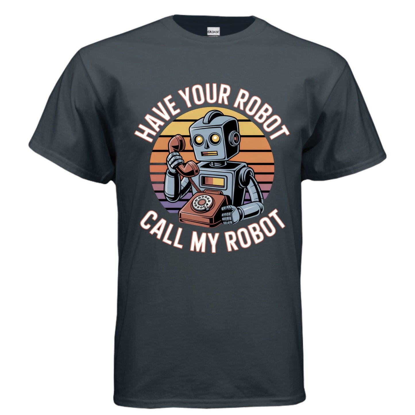 Have Your Robot Call My Robot – Retro AI Humor Shirt | Clowns of E - Com – ANTIQUE ROYAL T-Shirt for Apparel (46 view)