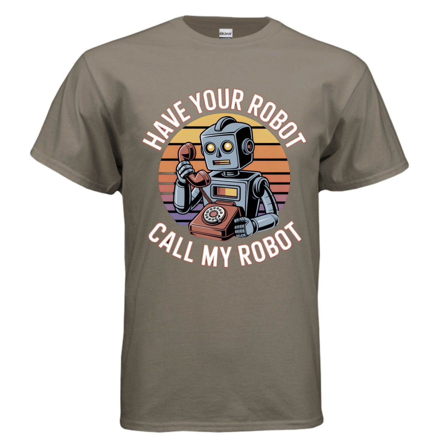 Have Your Robot Call My Robot – Retro AI Humor Shirt | Clowns of E - Com – ANTIQUE ROYAL T-Shirt for Apparel (70 view)