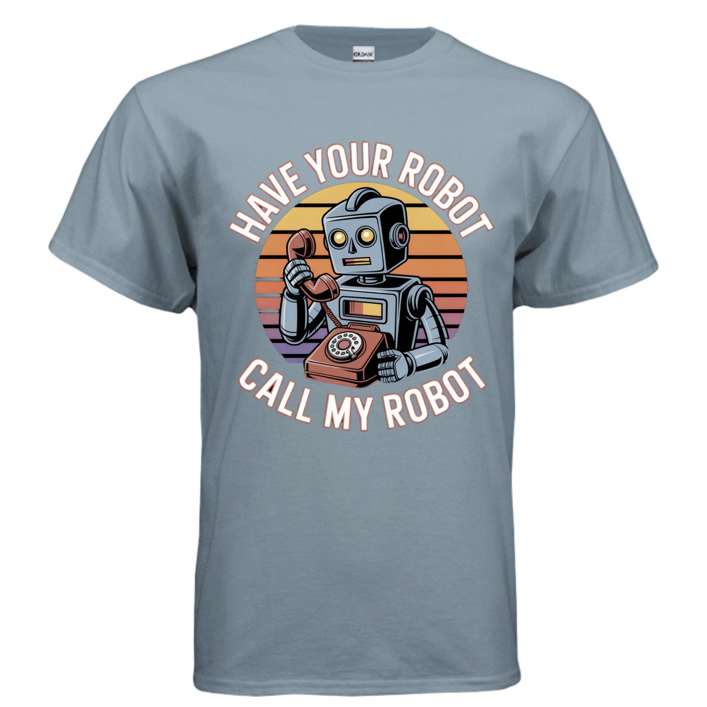 Have Your Robot Call My Robot – Retro AI Humor Shirt | Clowns of E - Com – ANTIQUE ROYAL T-Shirt for Apparel (67 view)