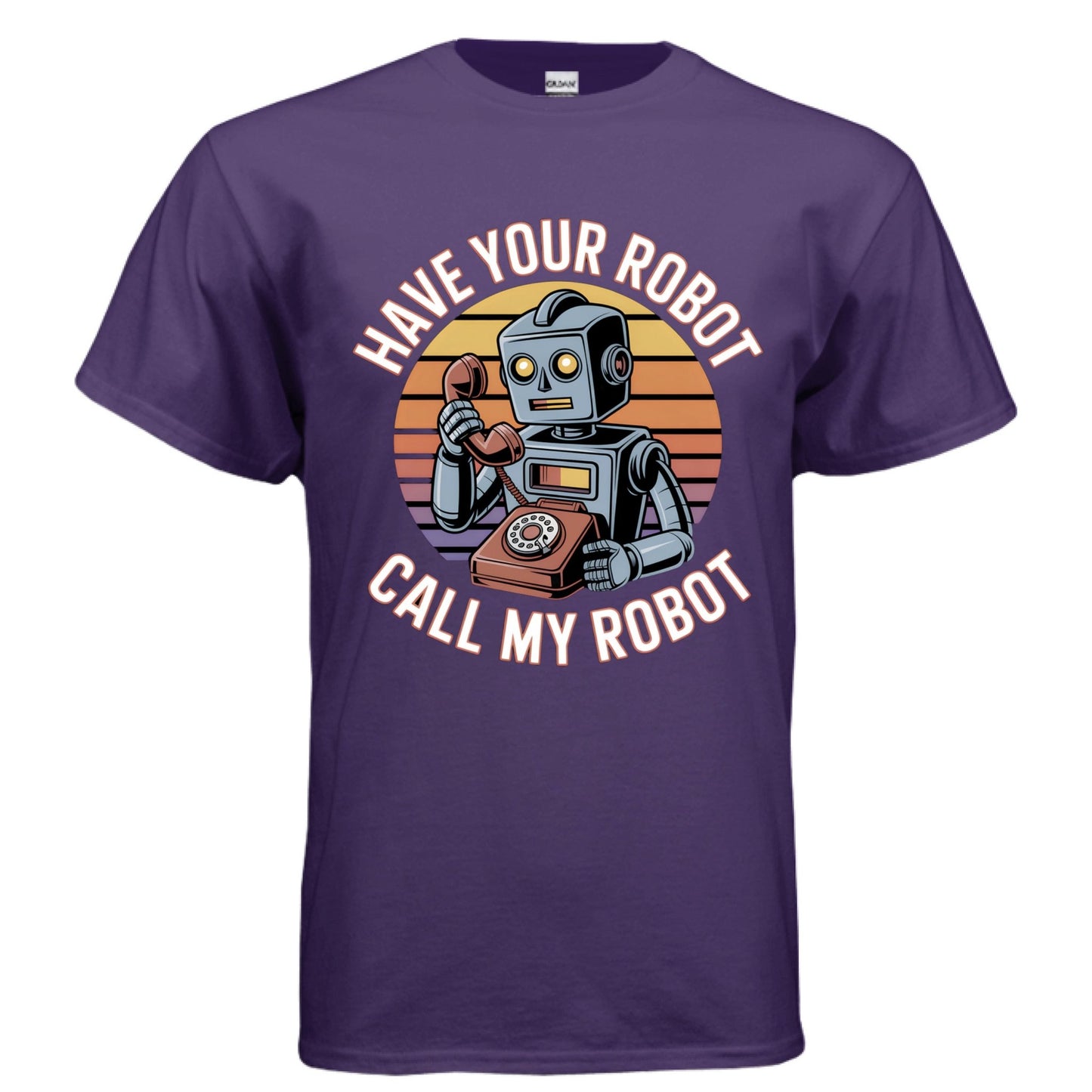 Have Your Robot Call My Robot – Retro AI Humor Shirt | Clowns of E - Com – ANTIQUE ROYAL T-Shirt for Apparel (52 view)