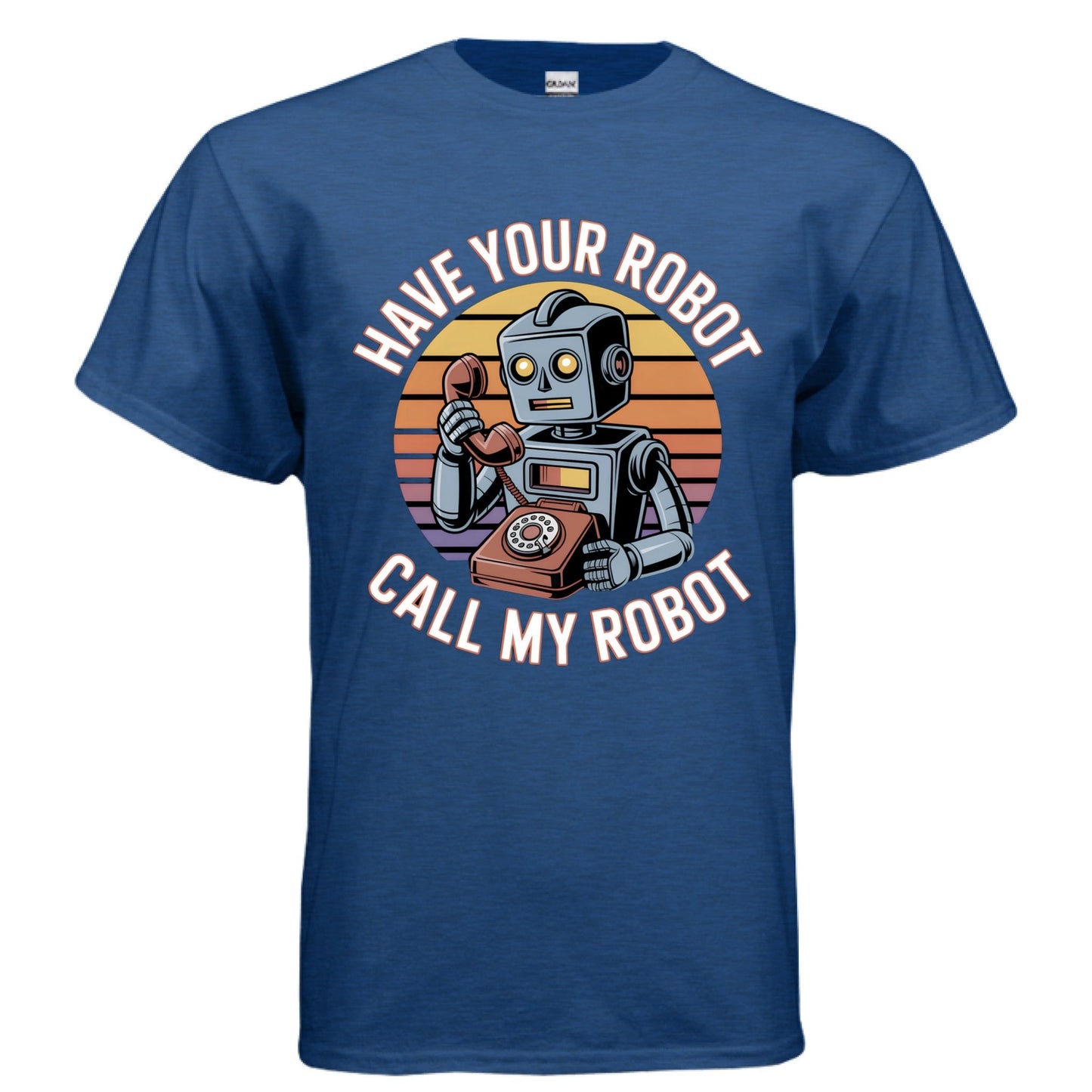 Have Your Robot Call My Robot – Retro AI Humor Shirt | Clowns of E - Com – ANTIQUE ROYAL T-Shirt for Apparel (76 view)