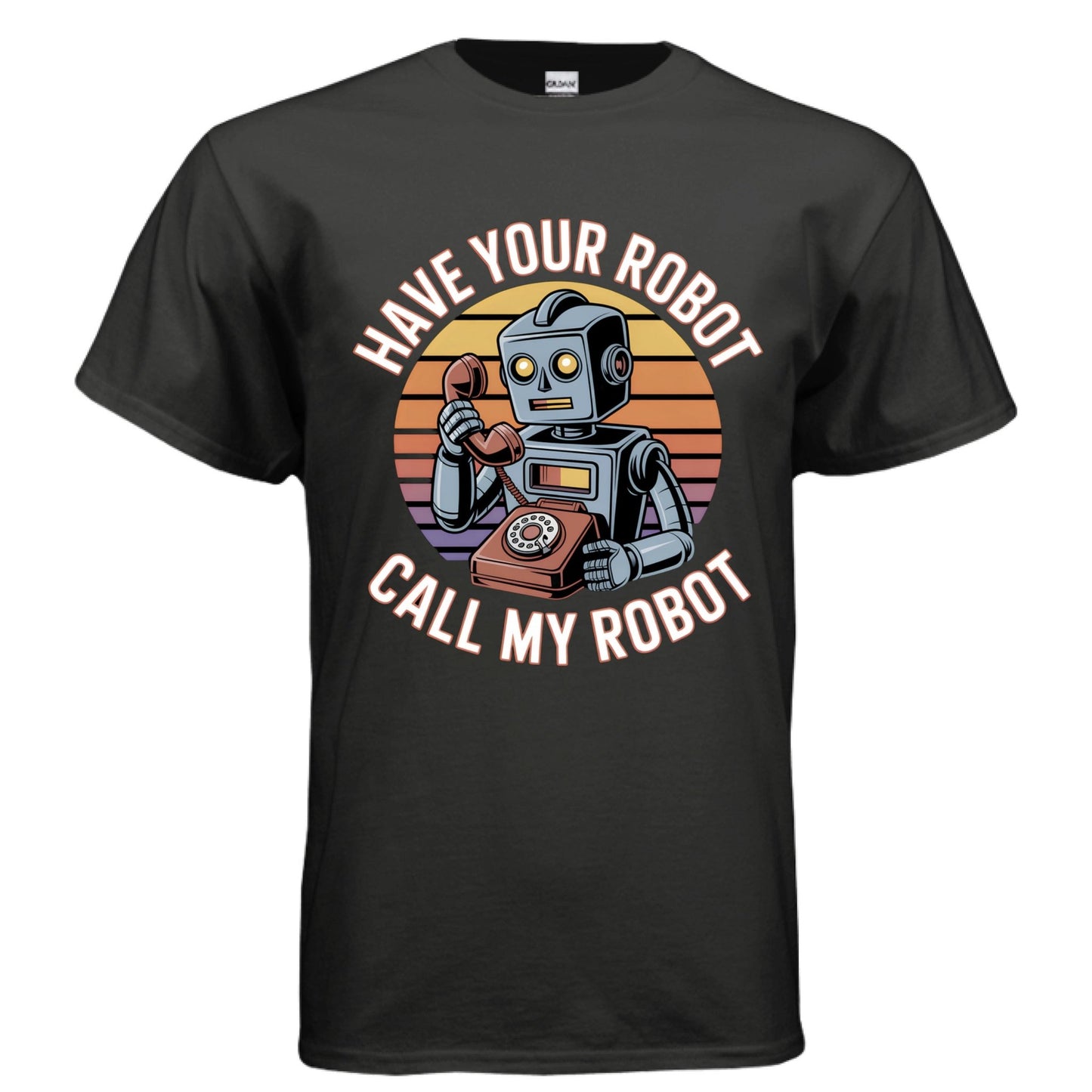 Have Your Robot Call My Robot – Retro AI Humor Shirt | Clowns of E - Com – ANTIQUE ROYAL T-Shirt for Apparel (49 view)