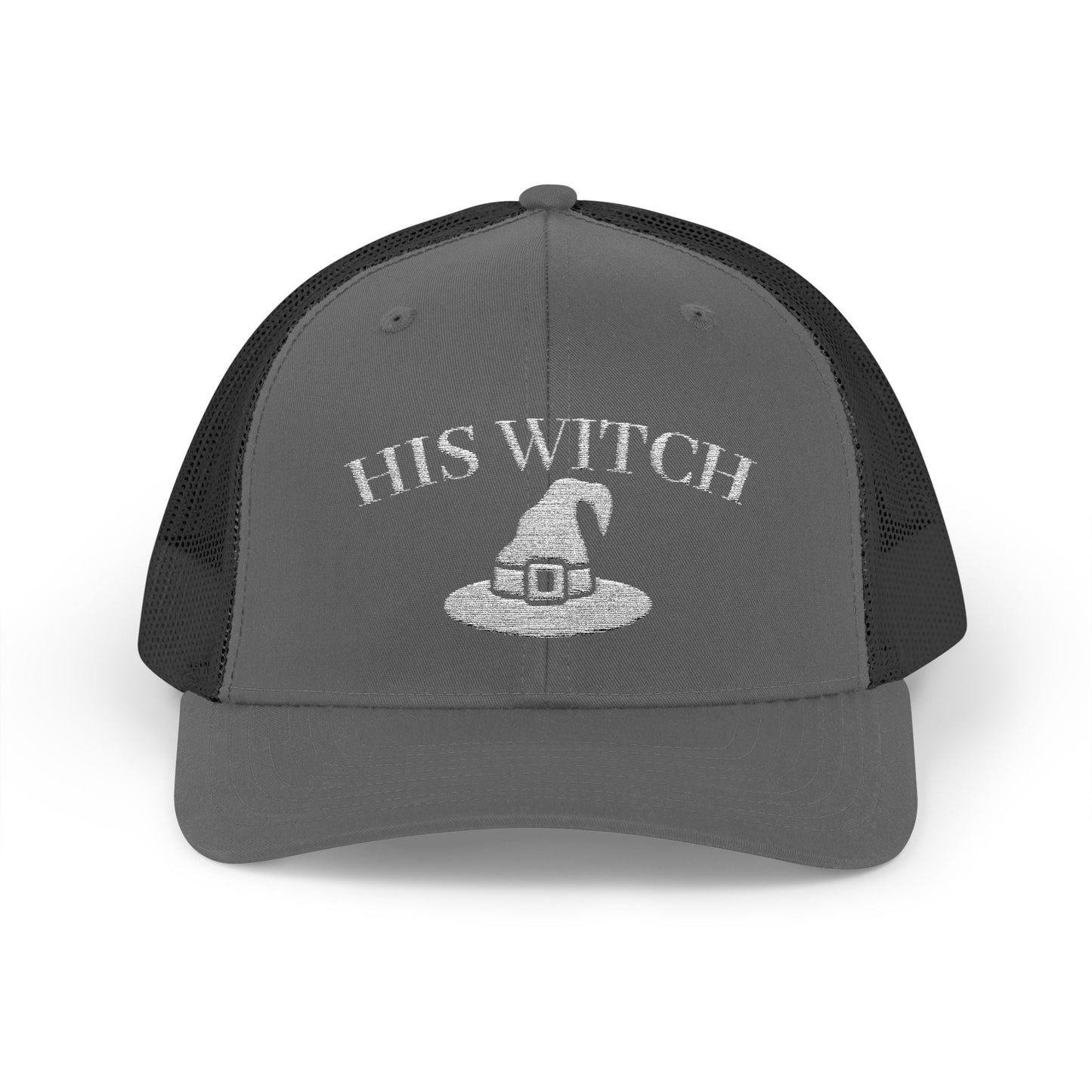 His Witch Halloween Hat – Embroidered Trucker Cap | Couples Matching Outfit – Charcoal / Black Hats for Casual Fashion (49 view)