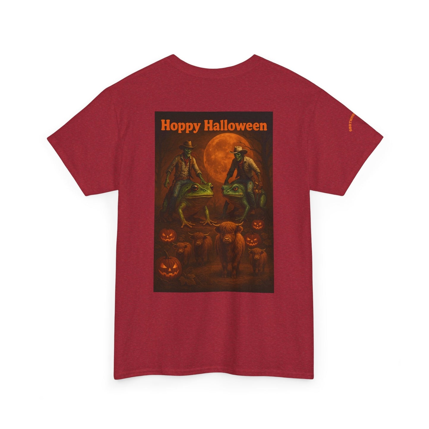 Hoppy Halloween T-Shirt – Zombie Cowboy Frog Riders Unite | Funny Halloween Tee for Fall Mischief | Lizard Designs – Blackberry T-Shirt for casual outfit (27 view)