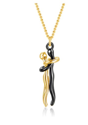 Hug Necklace – Meaningful Gift for Him or Her | Unisex Pendant for Love, Loss & Support – Black Gold Jewelry for affectionate (3 view)