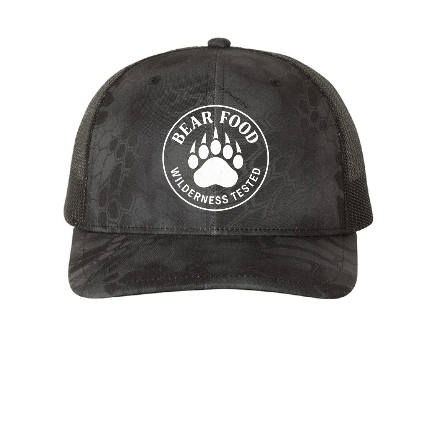 Hunt Fish Chill “Bear Food” Hat – Realtree® Camo Trucker Cap | Outdoor Humor Snapback – Kryptek Typhon/ Black Hats for Apparel (7 view)