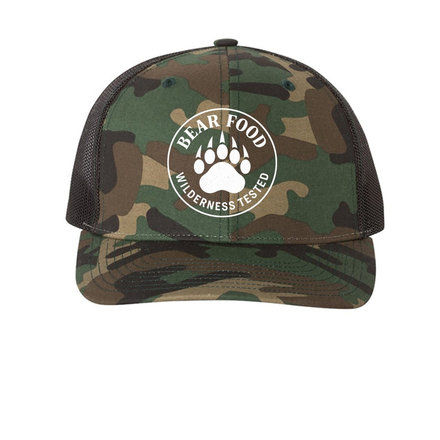 Hunt Fish Chill “Bear Food” Hat – Realtree® Camo Trucker Cap | Outdoor Humor Snapback – Army Camo/ Black Hats for Apparel (11 view)