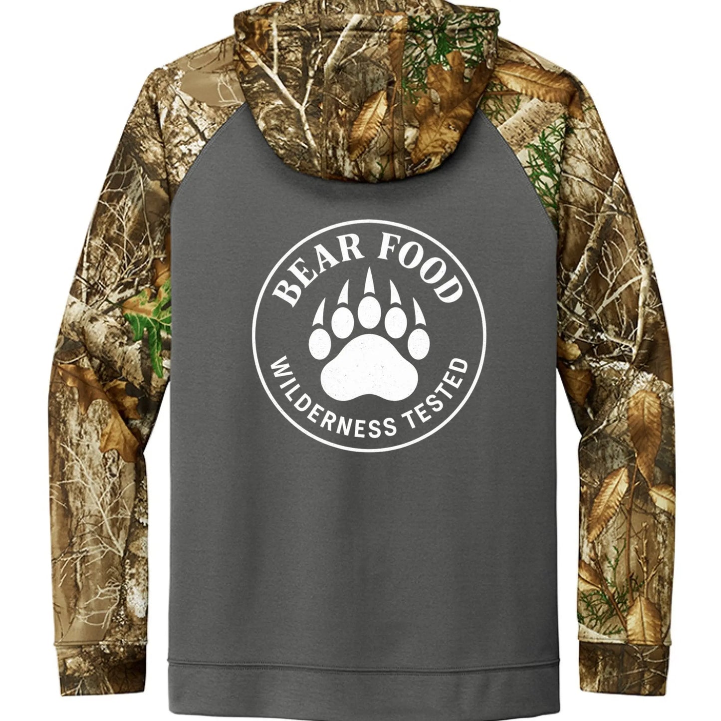 Hunt Fish Chill Bear Food Hoodie – Realtree® Camo Performance Zip - Up | Outdoor Fishing & Hunting Hoodie – Magnet/ Realtree Edge Hoodie for angler lifestyle clothing (4 view)