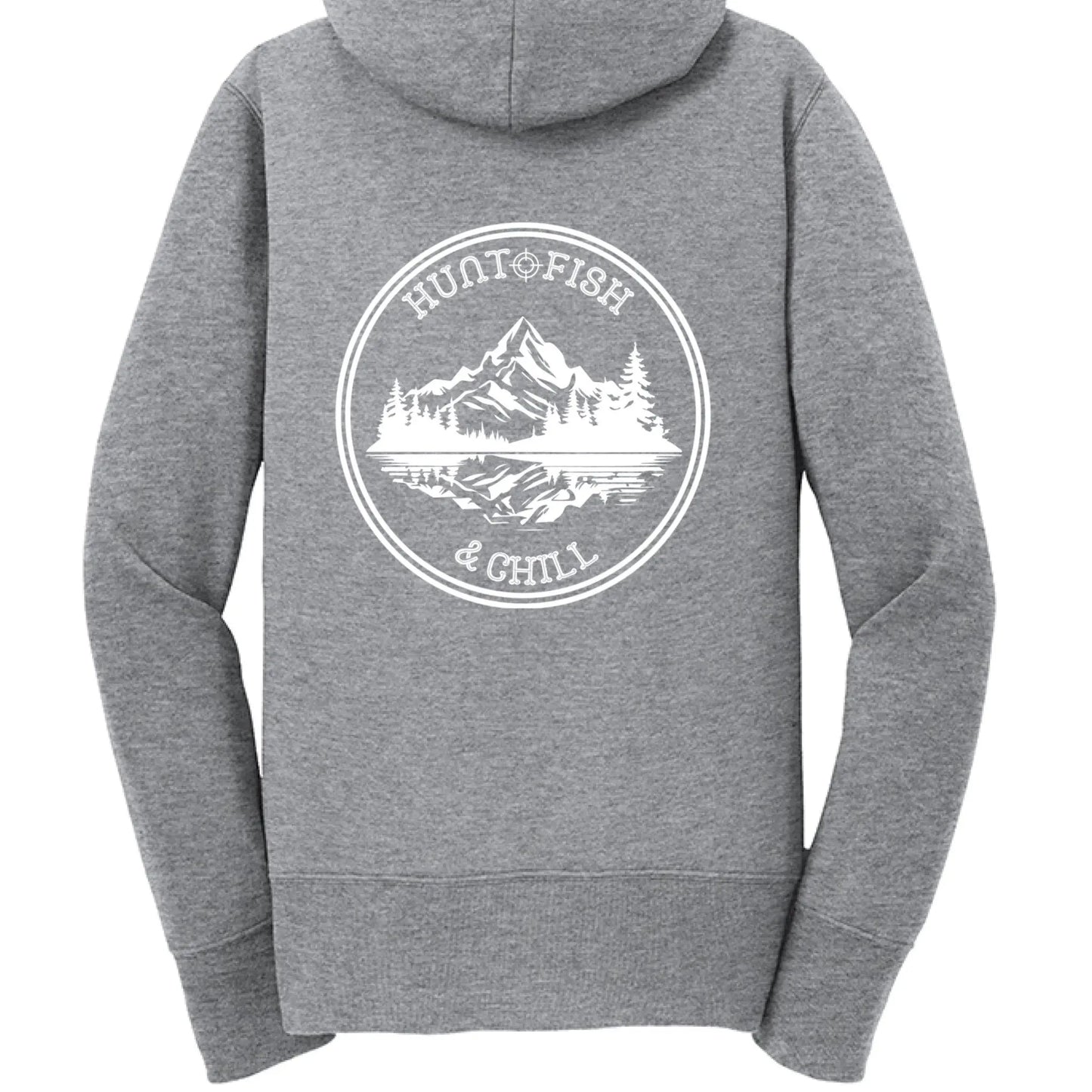 Hunt Fish Chill Ladies Full - Zip Hoodie – Cozy Outdoor Style for Anglers | Women’s Fishing Apparel – Athletic Hthr Hoodie for angler gifts (12 view)