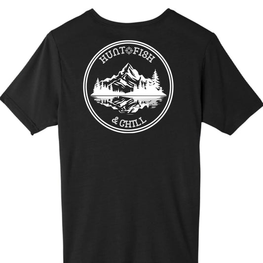 Hunt Fish Chill Tall Performance Tee – ChromaSoft™ Moisture - Wicking Shirt | Big & Tall Outdoor Apparel – BLACK T-Shirt for active fit tall tee (2 view)