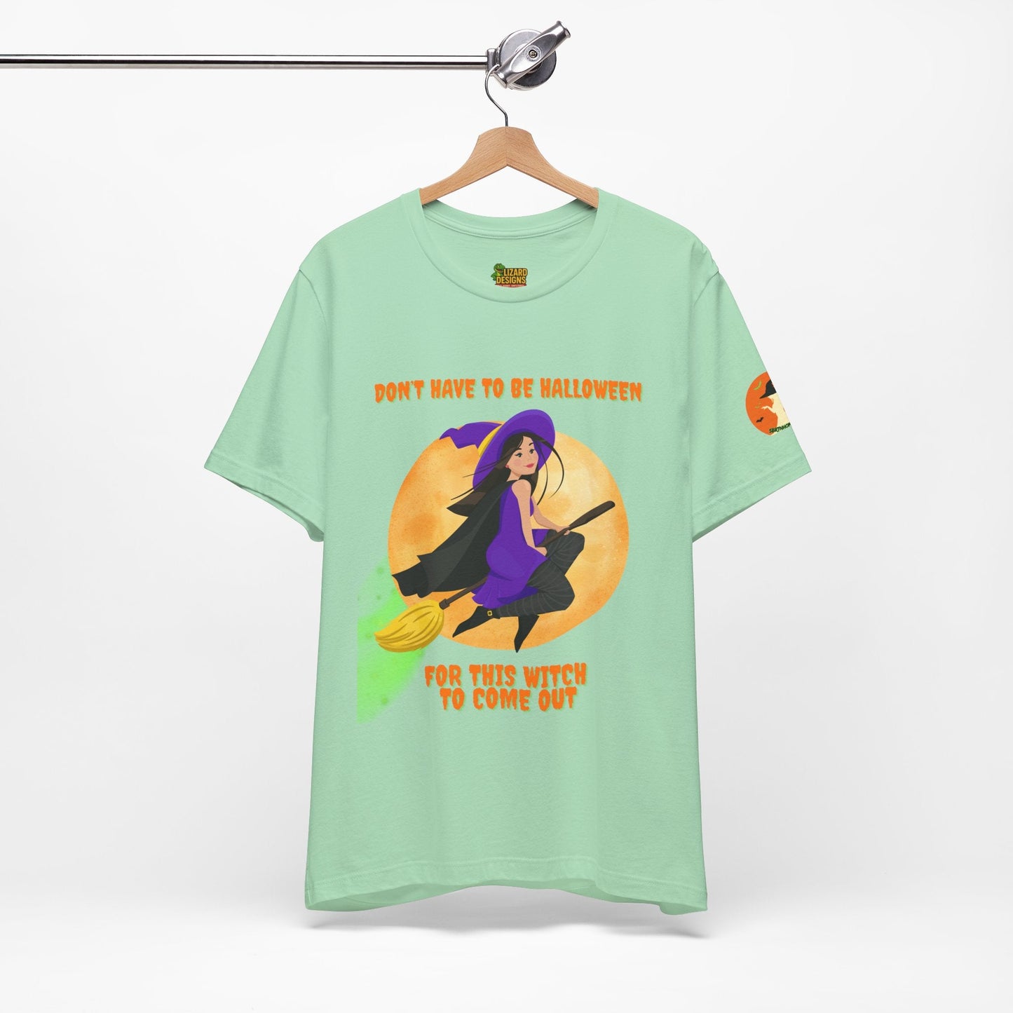 It Don’t Have to Be Halloween – Sassy Flying Witch Tee | Funny Women’s Graphic Shirt – Canvas Red T-Shirt by Printify
