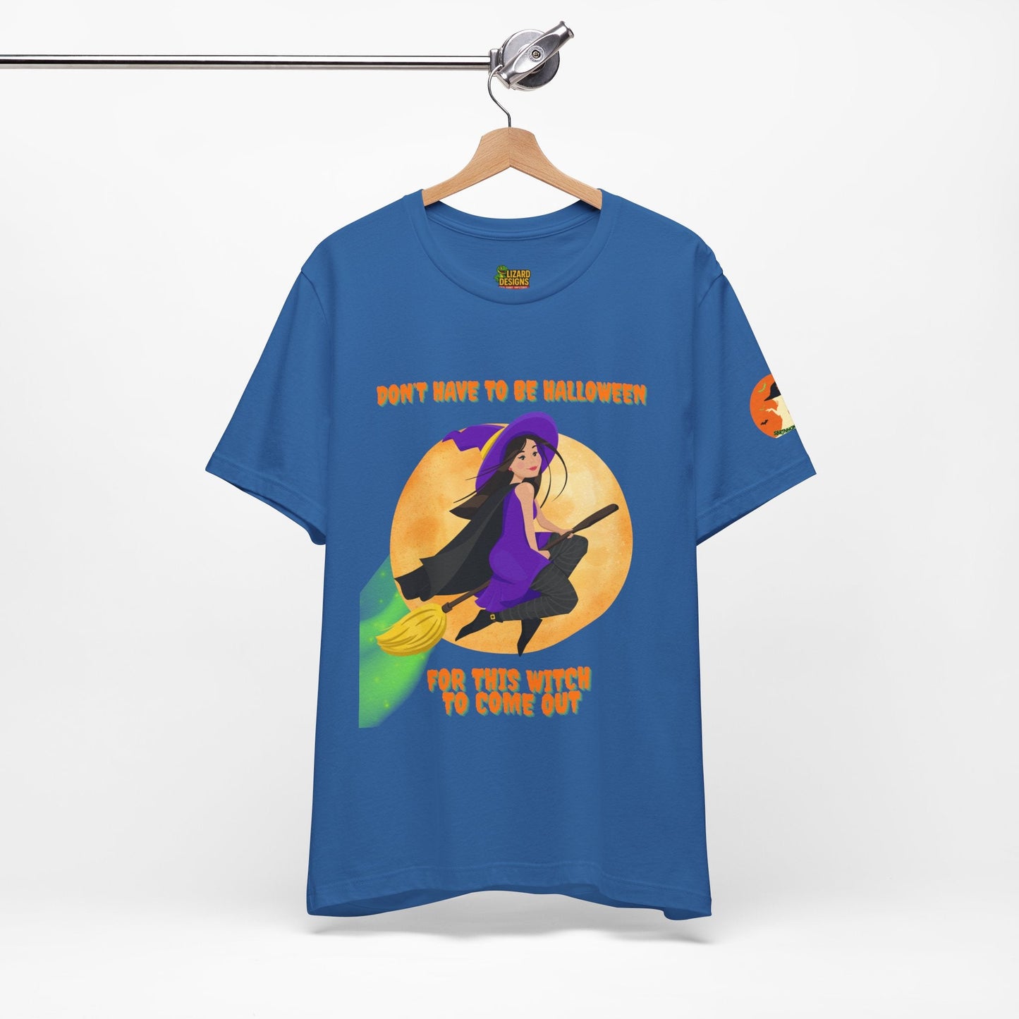 It Don’t Have to Be Halloween – Sassy Flying Witch Tee | Funny Women’s Graphic Shirt – Columbia Blue T-Shirt for bold graphic tee (39 view)
