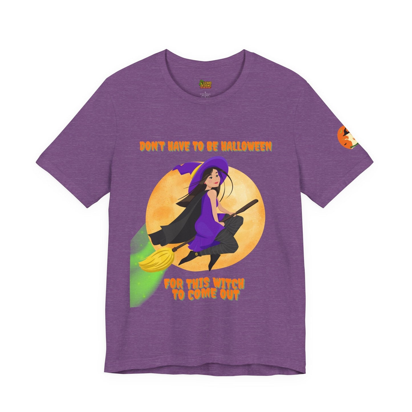 It Don’t Have to Be Halloween – Sassy Flying Witch Tee | Funny Women’s Graphic Shirt – Heather Team Purple T-Shirt for bold graphic tee (43 view)