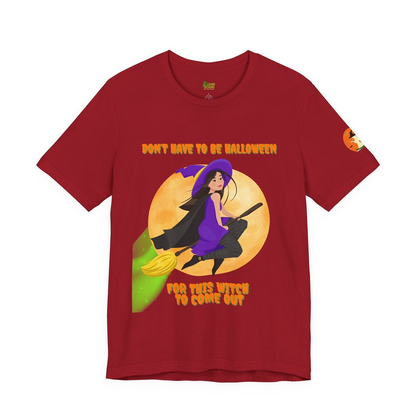 It Don’t Have to Be Halloween – Sassy Flying Witch Tee | Funny Women’s Graphic Shirt – Canvas Red T-Shirt for bold graphic tee (67 view)