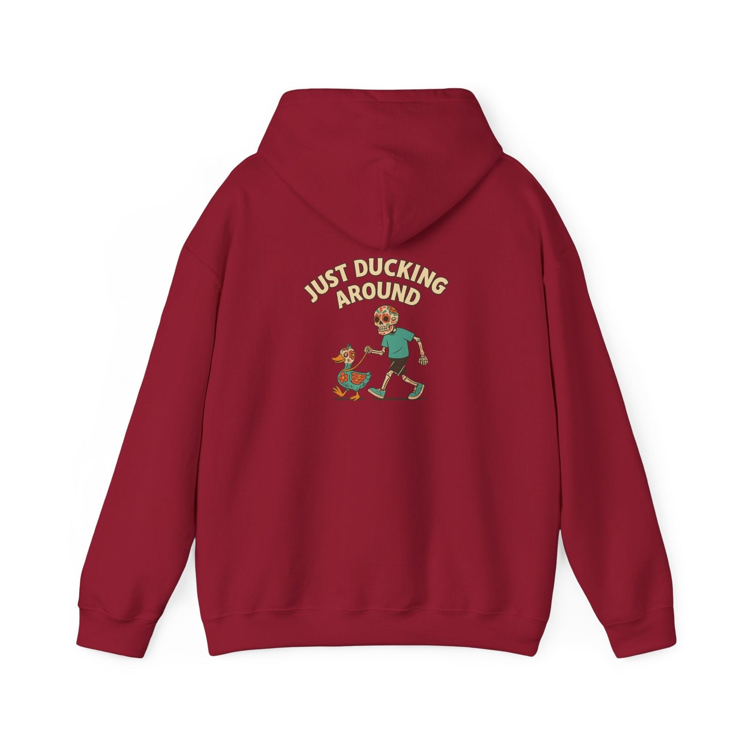 Just Ducking Around – Día de los Muertos Skeleton & Duck | Funny Graphic Hoodie – S Hoodie by Printify