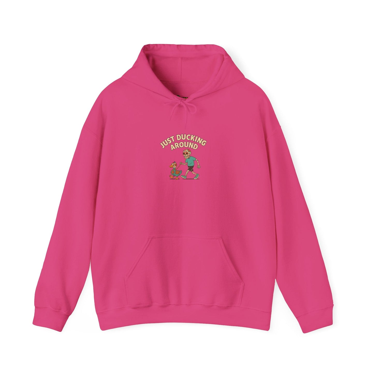 Just Ducking Around – Día de los Muertos Skeleton & Duck | Funny Graphic Hoodie – S Hoodie by Printify