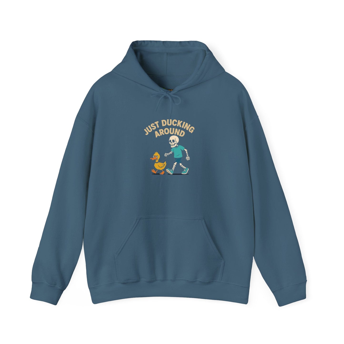 Just Ducking Around – Funny Skeleton Walking Duck | Funny Graphic Hoodie – S Hoodie by Printify