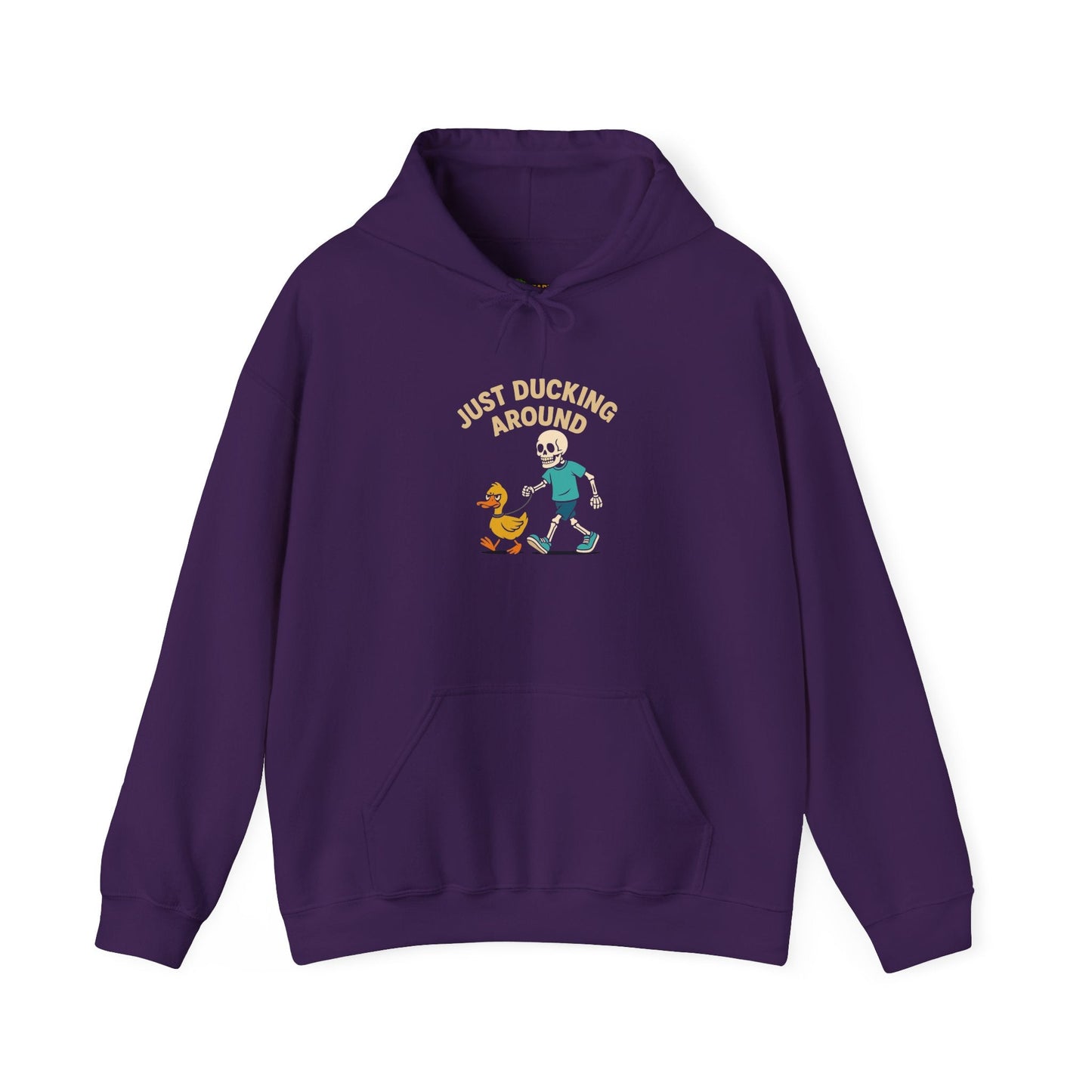 Just Ducking Around – Funny Skeleton Walking Duck | Funny Graphic Hoodie – S Hoodie by Printify