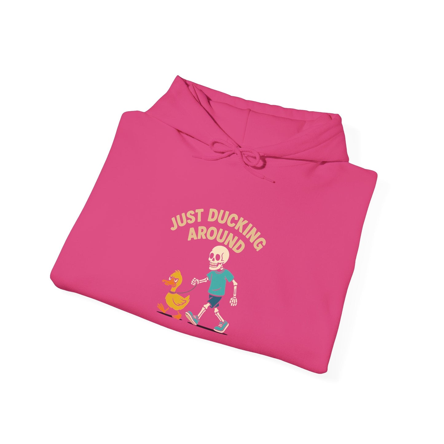 Just Ducking Around – Funny Skeleton Walking Duck | Funny Graphic Hoodie – S Hoodie by Printify