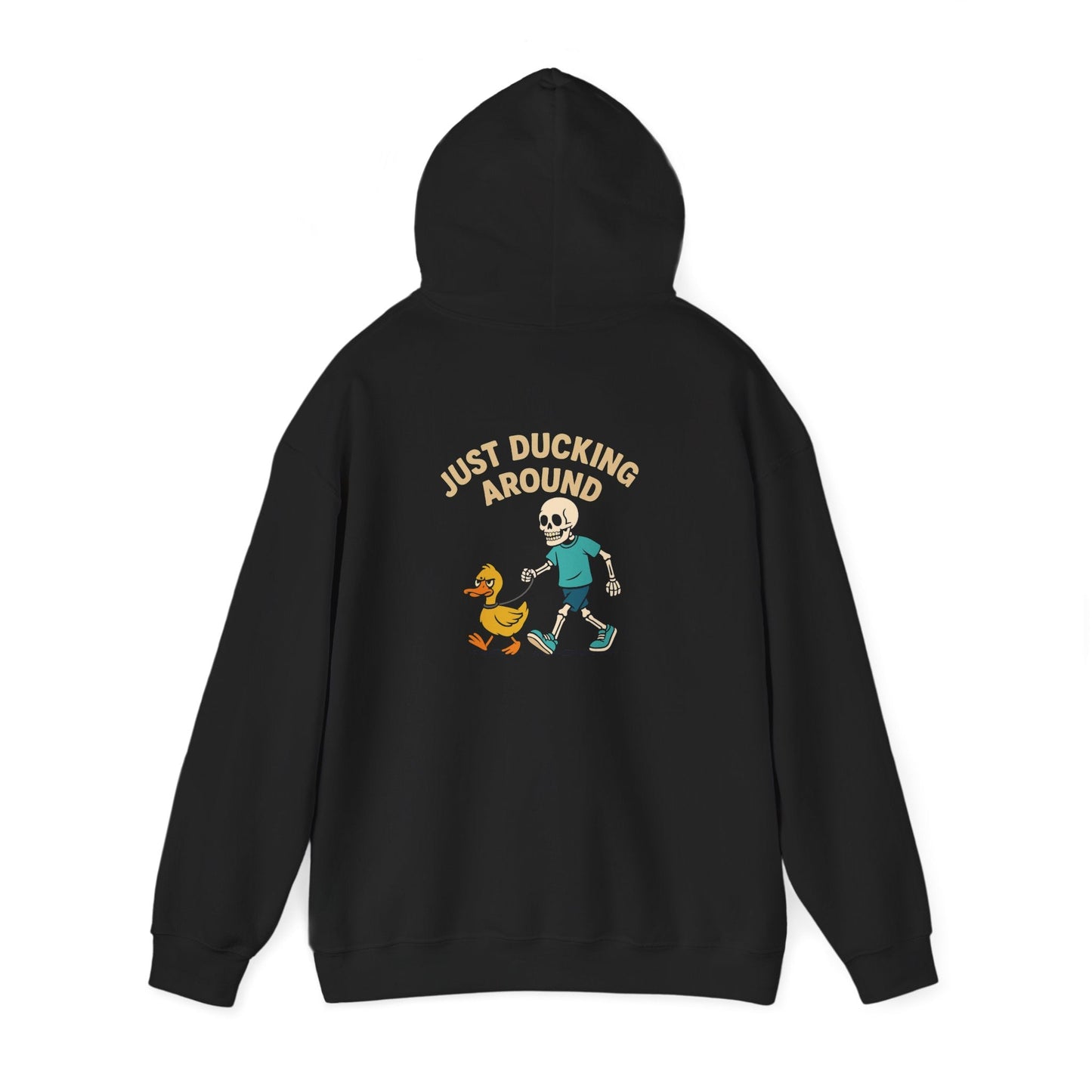 Just Ducking Around – Funny Skeleton Walking Duck | Funny Graphic Hoodie – S Hoodie by Printify