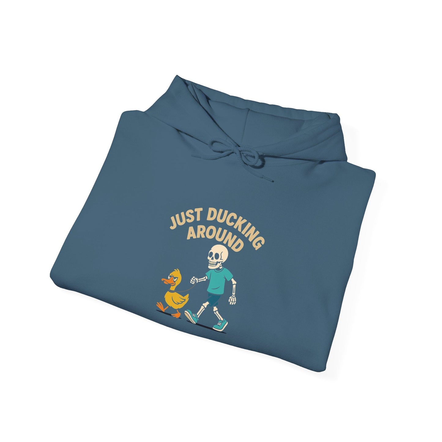 Just Ducking Around – Funny Skeleton Walking Duck | Funny Graphic Hoodie – S Hoodie by Printify