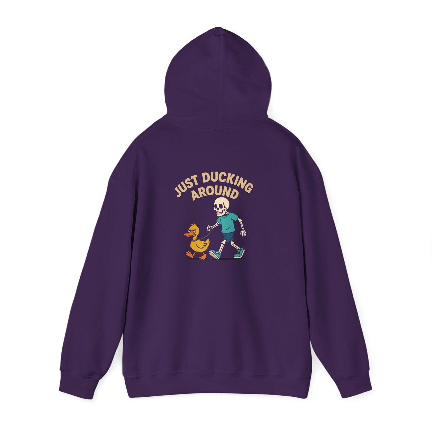 Just Ducking Around – Funny Skeleton Walking Duck | Funny Graphic Hoodie – S Hoodie by Printify