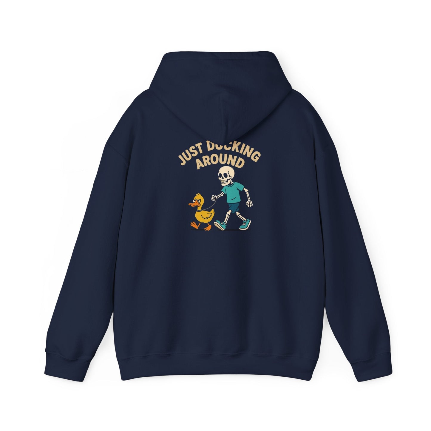 Just Ducking Around – Funny Skeleton Walking Duck | Funny Graphic Hoodie – S Hoodie by Printify