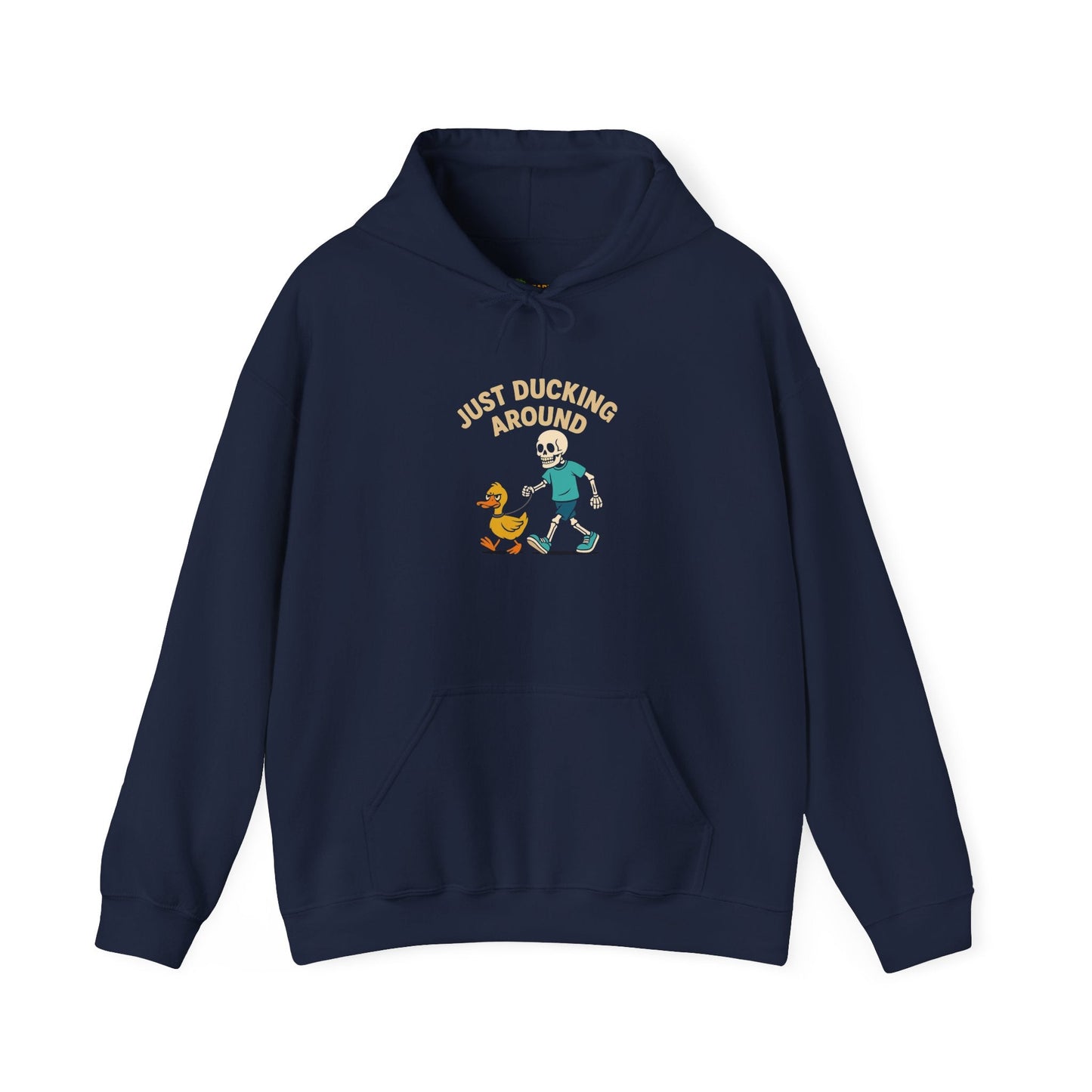 Just Ducking Around – Funny Skeleton Walking Duck | Funny Graphic Hoodie – S Hoodie by Printify