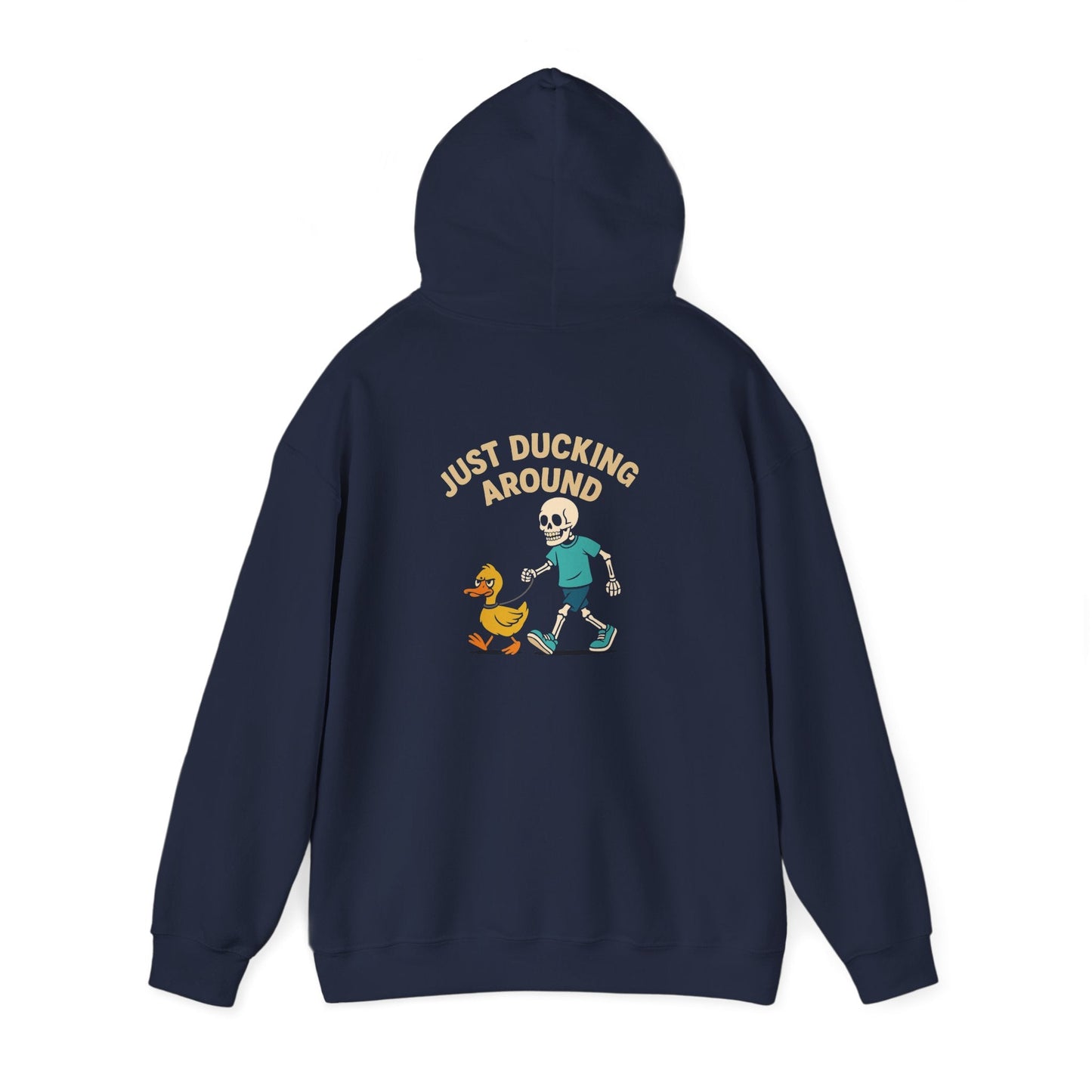 Just Ducking Around – Funny Skeleton Walking Duck | Funny Graphic Hoodie – S Hoodie by Printify