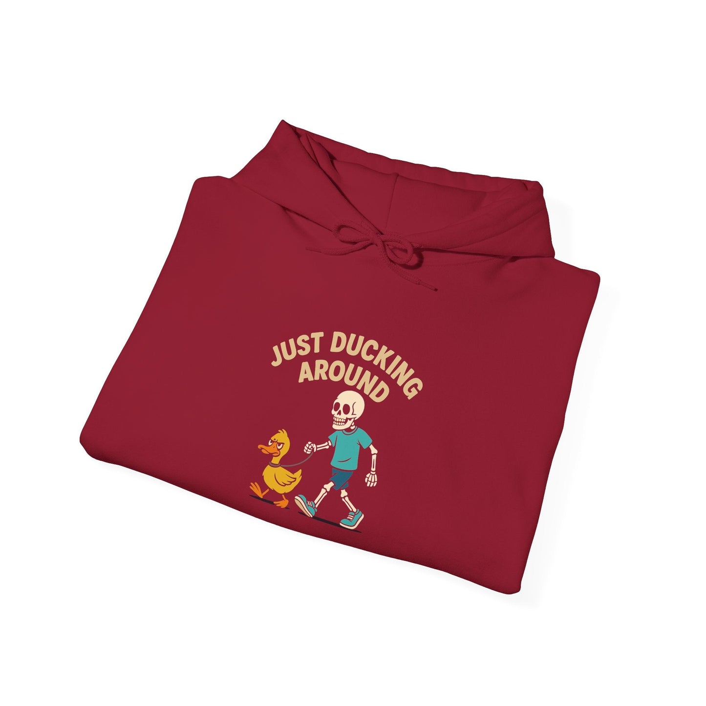 Just Ducking Around – Funny Skeleton Walking Duck | Funny Graphic Hoodie – S Hoodie by Printify