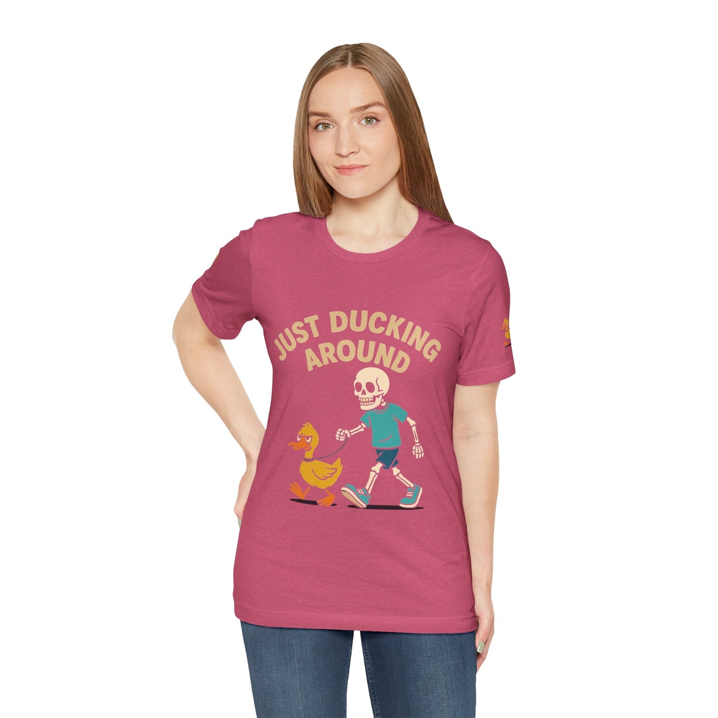 Just Ducking Around – Funny Skeleton Walking Duck Shirt | Bold Humor Tee – Aqua T-Shirt for Best Sellers (32 view)