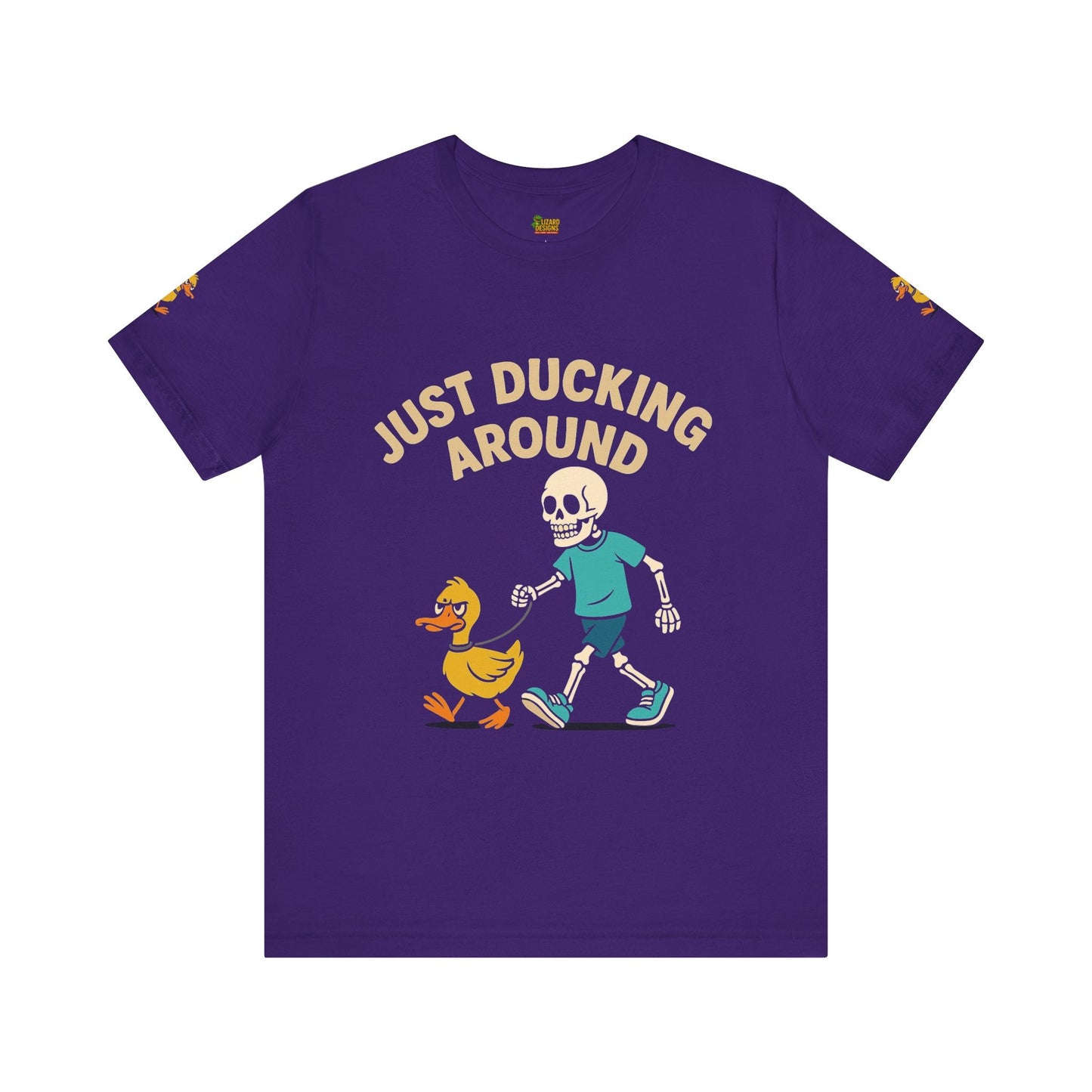 Just Ducking Around – Funny Skeleton Walking Duck Shirt | Bold Humor Tee – Team Purple T-Shirt for Best Sellers (21 view)