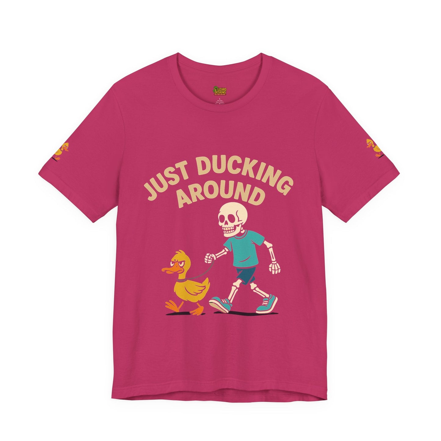 Just Ducking Around – Funny Skeleton Walking Duck Shirt | Bold Humor Tee – Berry T-Shirt for Best Sellers (30 view)