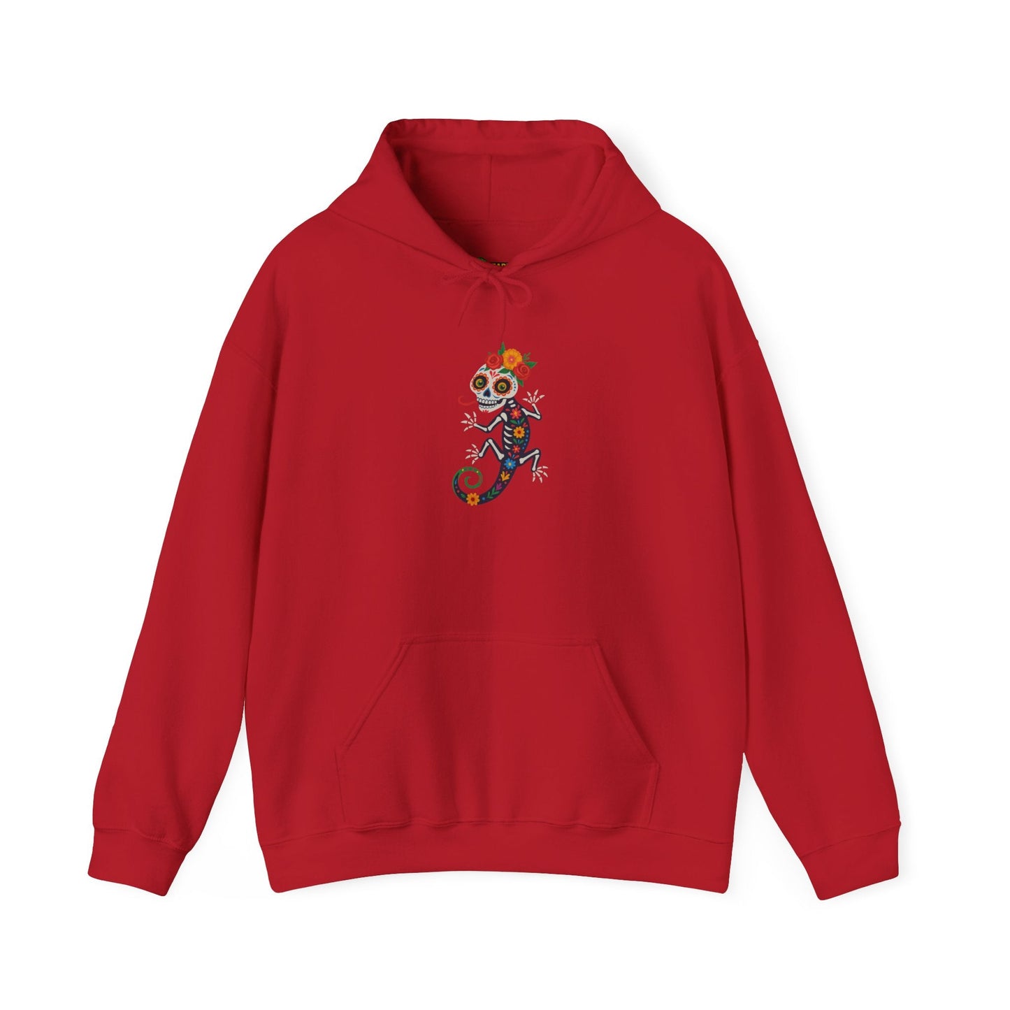 La Lagartija Viva – Sugar Skull Lizard Hooded Sweatshirt with Day of the Dead Vibes | Lizard Designs – S Hoodie by Printify