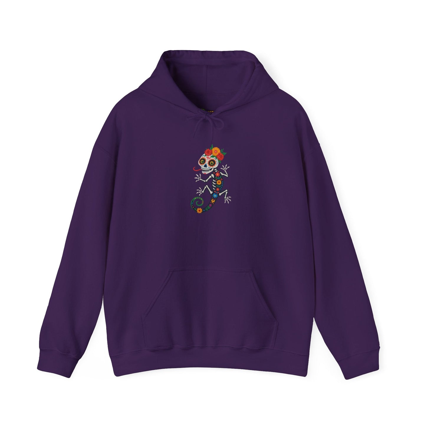 La Lagartija Viva – Sugar Skull Lizard Hooded Sweatshirt with Day of the Dead Vibes | Lizard Designs – S Hoodie by Printify