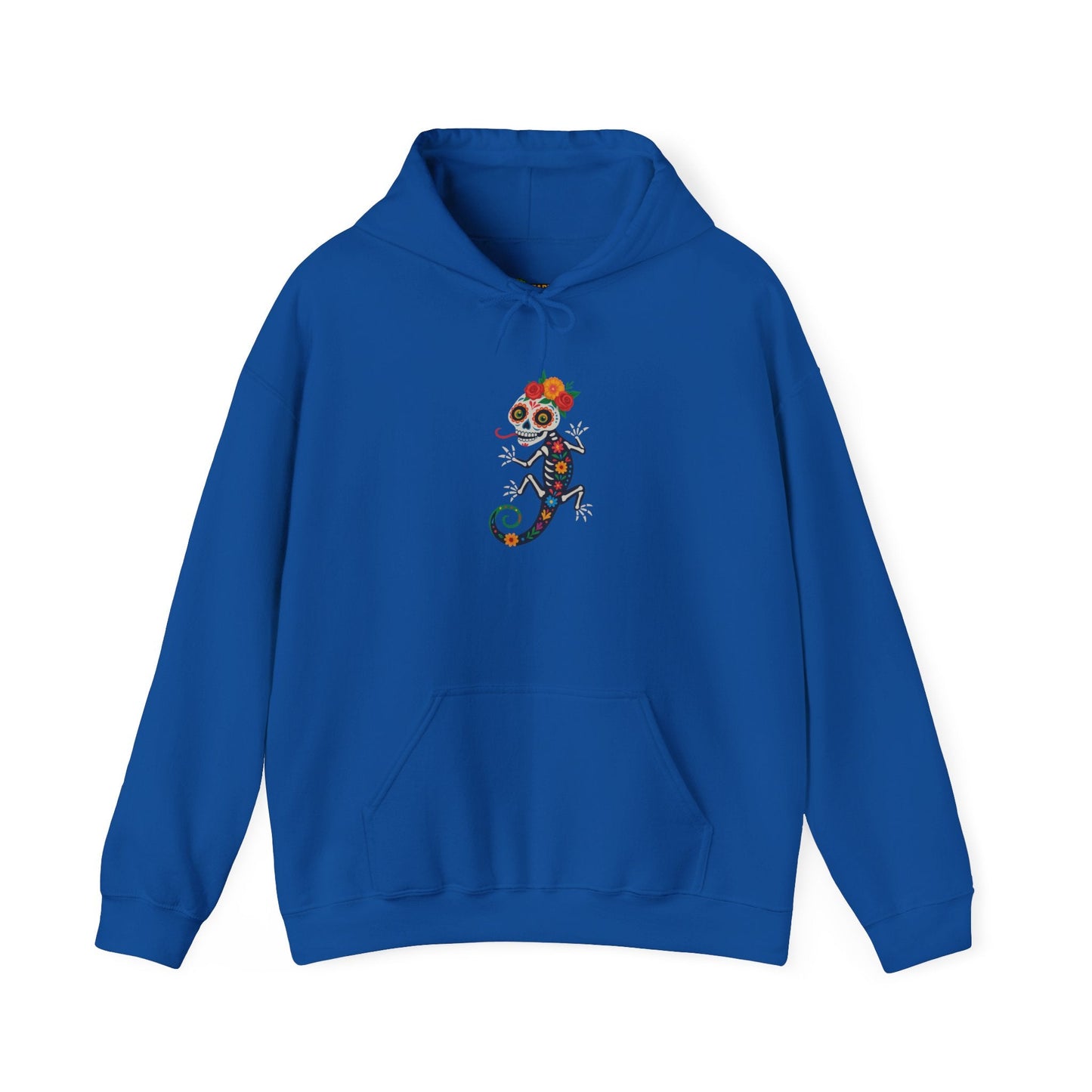 La Lagartija Viva – Sugar Skull Lizard Hooded Sweatshirt with Day of the Dead Vibes | Lizard Designs – S Hoodie by Printify
