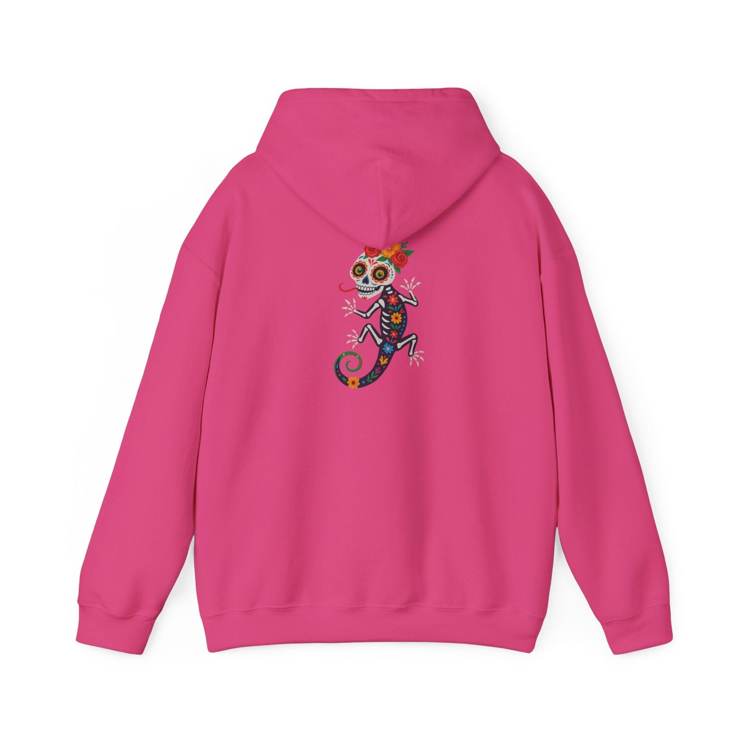 La Lagartija Viva – Sugar Skull Lizard Hooded Sweatshirt with Day of the Dead Vibes | Lizard Designs – S Hoodie by Printify