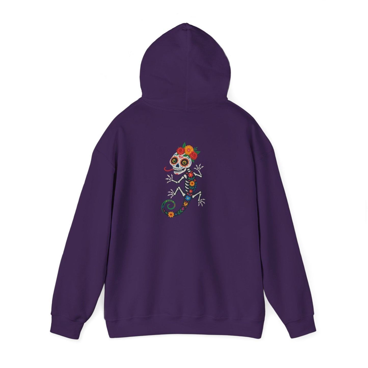 La Lagartija Viva – Sugar Skull Lizard Hooded Sweatshirt with Day of the Dead Vibes | Lizard Designs – S Hoodie by Printify