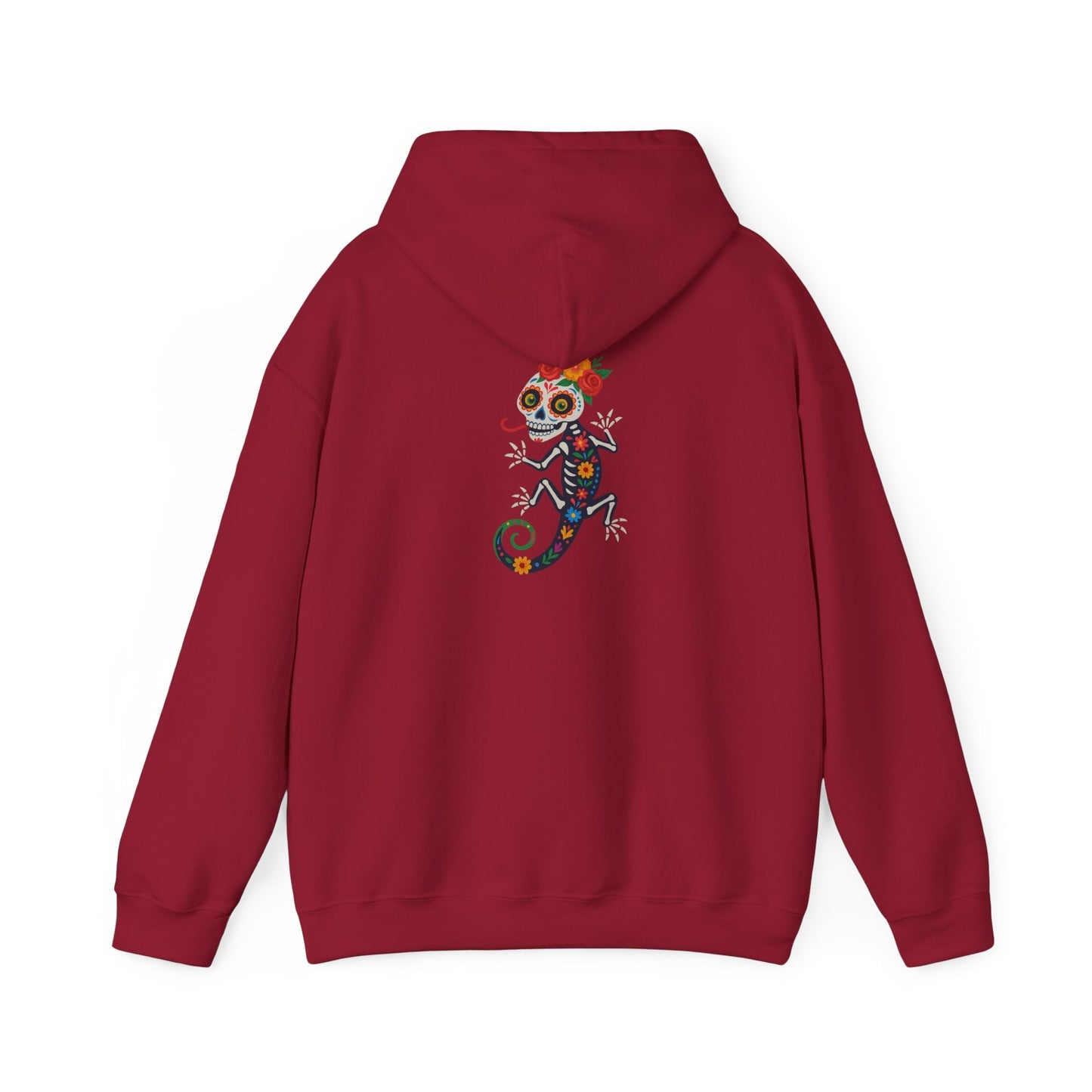 La Lagartija Viva – Sugar Skull Lizard Hooded Sweatshirt with Day of the Dead Vibes | Lizard Designs – S Hoodie by Printify